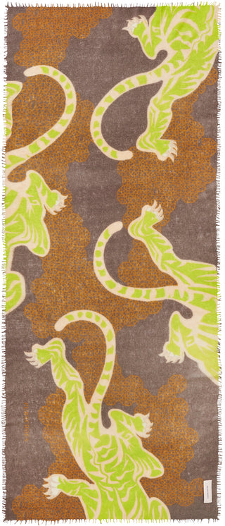 Kaschmirschal Bengal Tiger Lime – bedruckt, 100 % Cashmere | PURSCHOEN