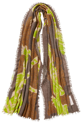 Kaschmirschal Bengal Tiger Lime – bedruckt, 100 % Cashmere | PURSCHOEN