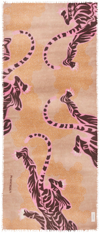 Kaschmirschal Bengal Tiger Flieder – bedruckt, 100 % Cashmere | PURSCHOEN