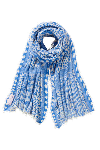 Kaschmirschal Savanne Skyblue – bedruckt, 100 % Cashmere | PURSCHOEN