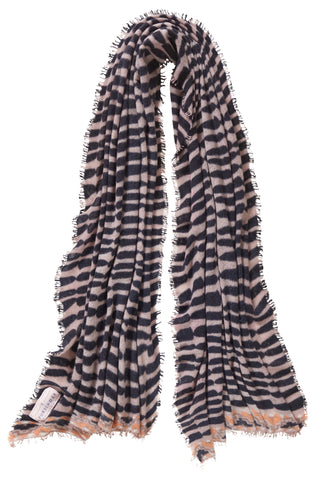 Kaschmirschal Habbat Black Nougat – bedruckt, 100 % Cashmere | PURSCHOEN