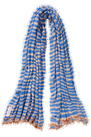 Kaschmirschal Habbat Sky Blue Sand – bedruckt, 100 % Cashmere | PURSCHOEN