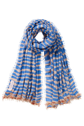 Kaschmirschal Habbat Sky Blue Sand – bedruckt, 100 % Cashmere | PURSCHOEN