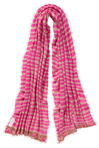 Kaschmirschal Habbat Pink Camel – bedruckt, 100 % Cashmere | PURSCHOEN