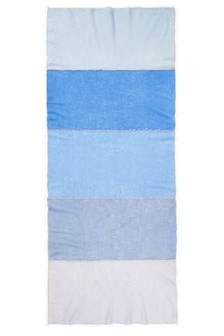 Kaschmirschal Miss Patch Puder Blau – Patchwork-Design, 100 % Cashmere | PURSCHOEN