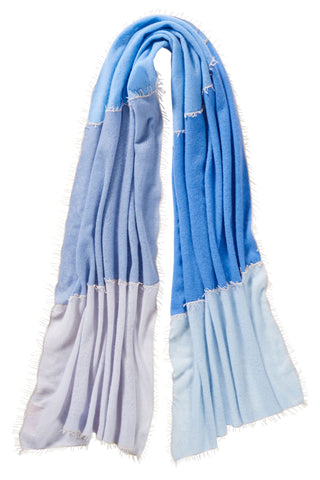 Kaschmirschal Miss Patch Puder Blau – Patchwork-Design, 100 % Cashmere | PURSCHOEN