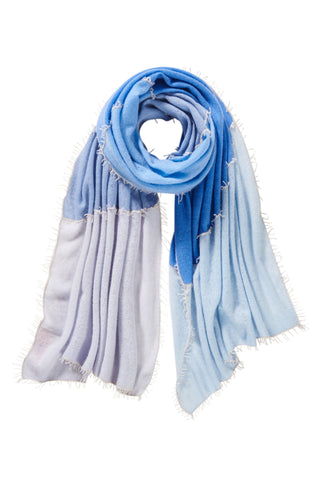 Kaschmirschal Miss Patch Puder Blau – Patchwork-Design, 100 % Cashmere | PURSCHOEN