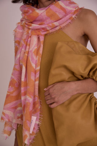 Kaschmirschal Deep Roses Sweetdreams Pfirsich – bedruckt, 100 % Cashmere | PURSCHOEN
