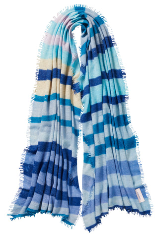 Kaschmirschal Galactic Rainbow Sky Blue – Lurex-Glanz, 100 % Cashmere | PURSCHOEN