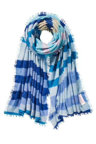 Kaschmirschal Galactic Rainbow Sky Blue – Lurex-Glanz, 100 % Cashmere | PURSCHOEN