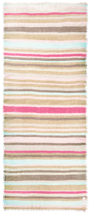 Kaschmirschal Rainbow Dessert Türkis – mehrfarbig gestreift, 100 % Cashmere | PURSCHOEN