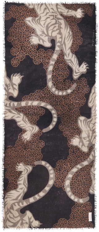 Kaschmirschal Bengal Tiger Black – bedruckt, 100 % Cashmere | PURSCHOEN