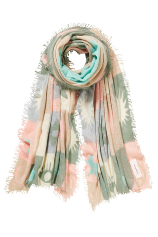 Kaschmirschal Hamsa Multi Salbei – bedruckt, 100 % Cashmere | PURSCHOEN