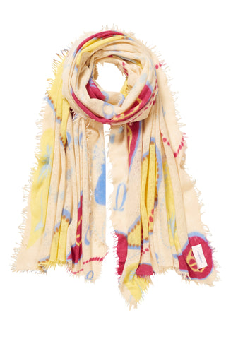 Kaschmirschal Neo Paisley Sand-Zitrone – bedruckt, 100 % Cashmere | PURSCHOEN