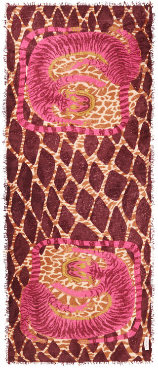 Kaschmirschal Tiger of Nepal Red – bedruckt, 100 % Cashmere | PURSCHOEN