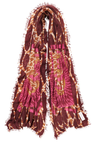 Kaschmirschal Tiger of Nepal Red – bedruckt, 100 % Cashmere | PURSCHOEN
