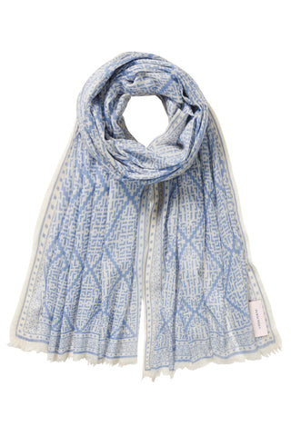 Kaschmirschal gewebt Veneziano Eisblau Dark – bedruckt, 100 % Cashmere | PURSCHOEN
