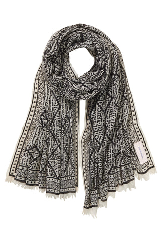 Kaschmirschal gewebt Veneziano Black – bedruckt, 100 % Cashmere | PURSCHOEN