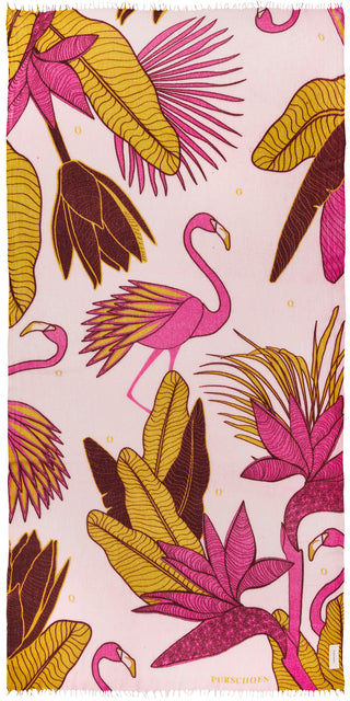 Kaschmirschal gewebt Flamingo Sweet Dreams – bedruckt, 100 % Cashmere | PURSCHOEN