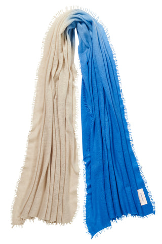 Kaschmirschal Ombre Sommerblau-Sky Blue – Ombré-Farbverlauf, 100 % Cashmere | PURSCHOEN