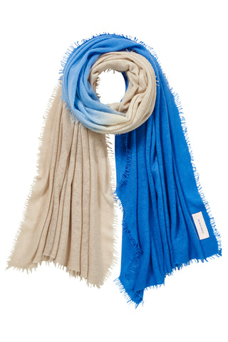 Kaschmirschal Ombre Sommerblau-Sky Blue – Ombré-Farbverlauf, 100 % Cashmere | PURSCHOEN