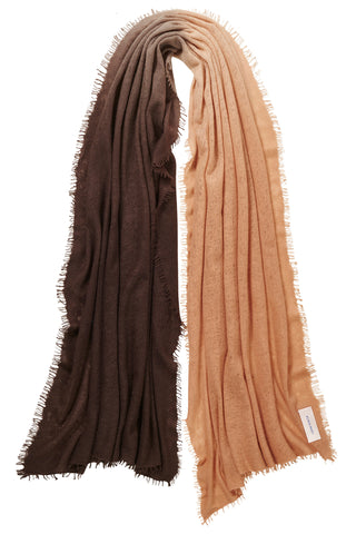 Kaschmirschal Mokka-Testa Moro – Ombré-Farbverlauf, 100 % Cashmere | PURSCHOEN