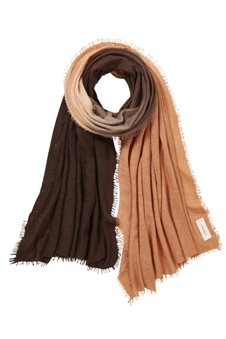 Kaschmirschal Mokka-Testa Moro – Ombré-Farbverlauf, 100 % Cashmere | PURSCHOEN