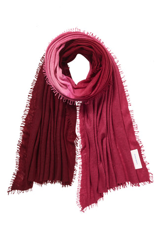Kaschmirschal Ombre Beere-Bordo – Ombré-Farbverlauf, 100 % Cashmere | PURSCHOEN