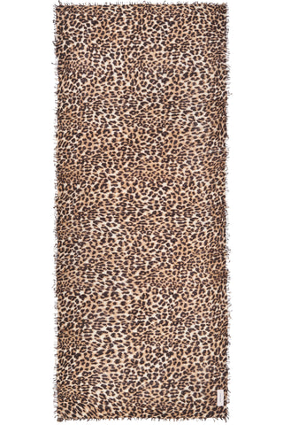 Kaschmirschal Leo Beige Schoko – bedruckt, 100 % Cashmere | PURSCHOEN