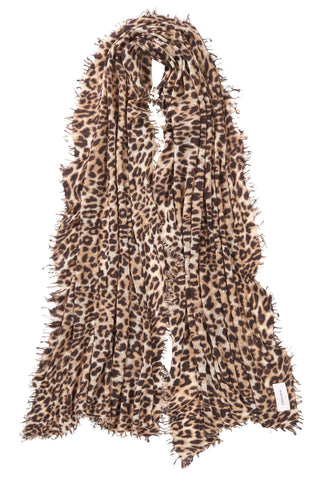 Kaschmirschal Leo Beige Schoko – bedruckt, 100 % Cashmere | PURSCHOEN