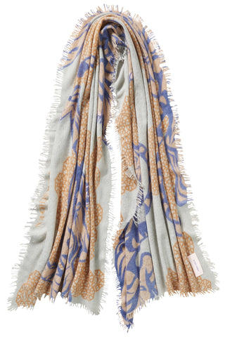Kaschmirschal Bengal Tiger Eisblau – bedruckt, 100 % Cashmere | PURSCHOEN