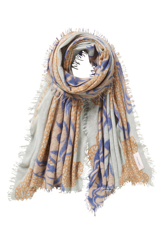 Kaschmirschal Bengal Tiger Eisblau – bedruckt, 100 % Cashmere | PURSCHOEN