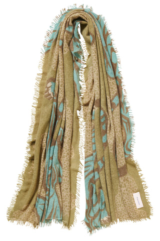 Kaschmirschal Bengal Tiger Military – bedruckt, 100 % Cashmere | PURSCHOEN