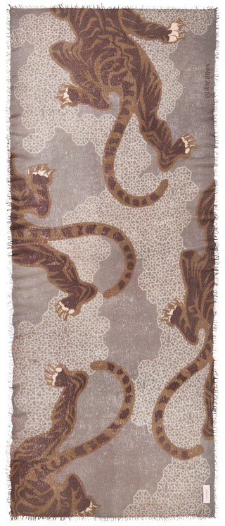 Kaschmirschal Bengal Tiger Stone Grey – bedruckt, 100 % Cashmere | PURSCHOEN