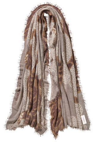 Kaschmirschal Bengal Tiger Stone Grey – bedruckt, 100 % Cashmere | PURSCHOEN