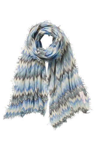 Kaschmirschal Chevron Eisgrau – bedruckt, 100 % Cashmere | PURSCHOEN