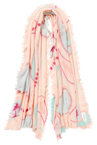 Kaschmirschal Neo Paisley Pfirsich-Aluminum – bedruckt, 100 % Cashmere | PURSCHOEN