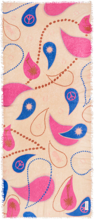 Kaschmirschal Neo Paisley Creme-Pink – bedruckt, 100 % Cashmere | PURSCHOEN