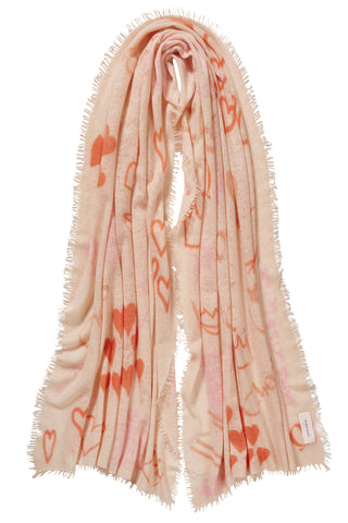 Kaschmirschal Graffiti Love Natural – bedruckt, 100 % Cashmere | PURSCHOEN