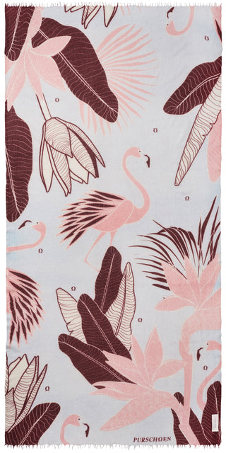 Kaschmirschal gewebt Flamingo Light Blue – bedruckt, 100 % Cashmere | PURSCHOEN