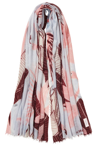 Kaschmirschal gewebt Flamingo Light Blue – bedruckt, 100 % Cashmere | PURSCHOEN