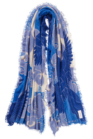 Kaschmirschal Himmelsflug Blue Dreams – bedruckt, 100 % Cashmere | PURSCHOEN