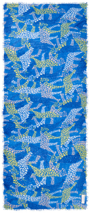Kaschmirschal Leo Team Blue – bedruckt, 100 % Cashmere | PURSCHOEN