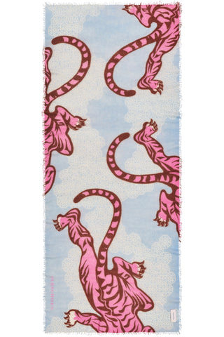 Kaschmirschal Bengal Tiger Sky Blue – bedruckt, 100 % Cashmere | PURSCHOEN
