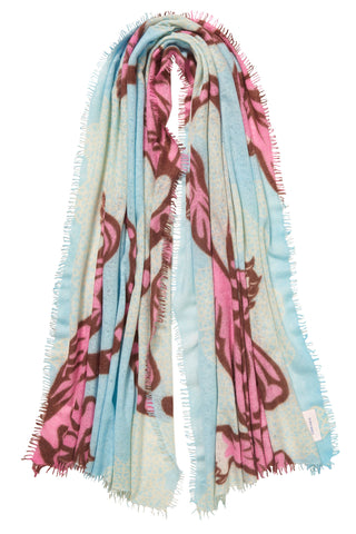Kaschmirschal Bengal Tiger Sky Blue – bedruckt, 100 % Cashmere | PURSCHOEN