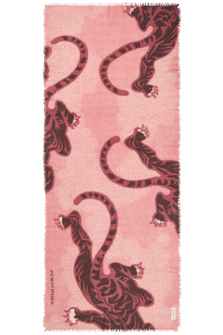 Kaschmirschal Bengal Tiger Deep Rose – bedruckt, 100 % Cashmere | PURSCHOEN