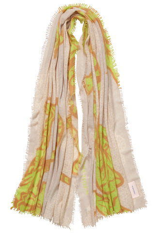 Kaschmirschal Bengal Tiger Grey Lime – bedruckt, 100 % Cashmere | PURSCHOEN