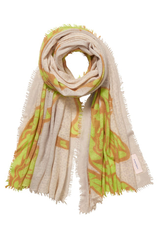 Kaschmirschal grau grün Tigermuster