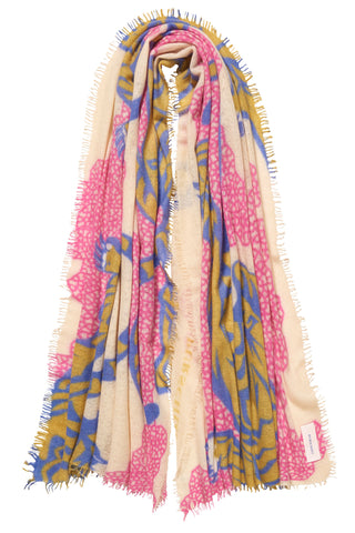 Kaschmirschal Bengal Tiger Hellbeige Wiese – bedruckt, 100 % Cashmere | PURSCHOEN