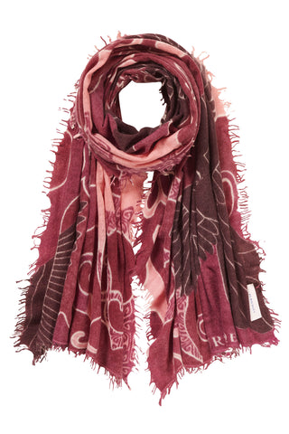 Bordeaux Kaschmirschal bedruckt
